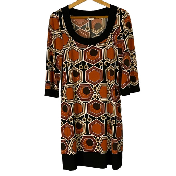 Sage Blu Vintage Rust Orange Black Cream Dress Size Medium M - Picture 1 of 10